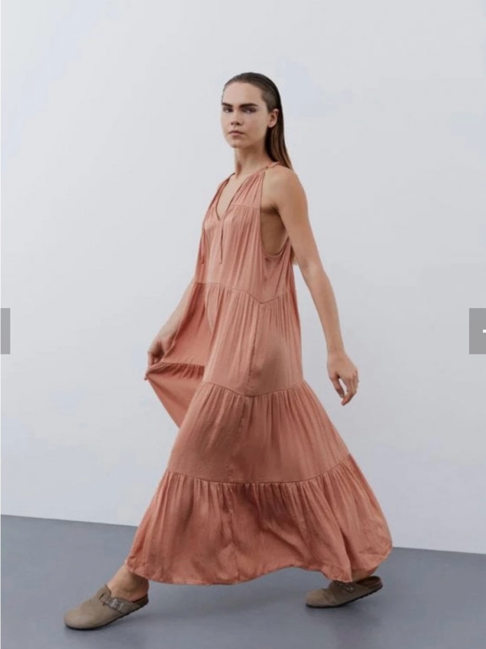 Sleeveless Tiered Maxi Dress in Terracotta Rose